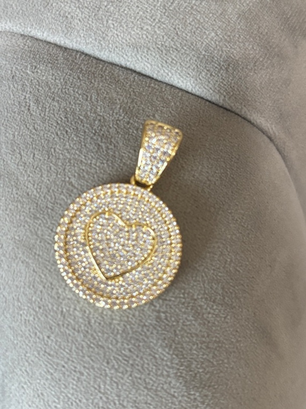 Gold Heart Pavé Pendant Necklace Charm - Women's Jewelry
